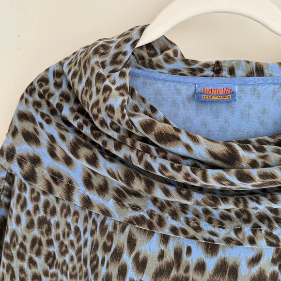 Tianello Oversized Leopard Print Cowl Neck Blouse - Size S - Picture 4 of 14